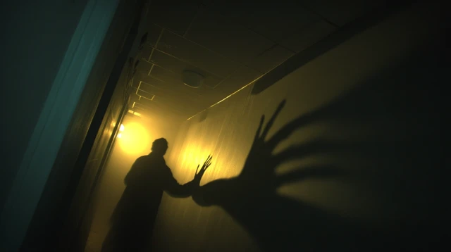 Ominous Shadow Figure in a Corridor Illustration