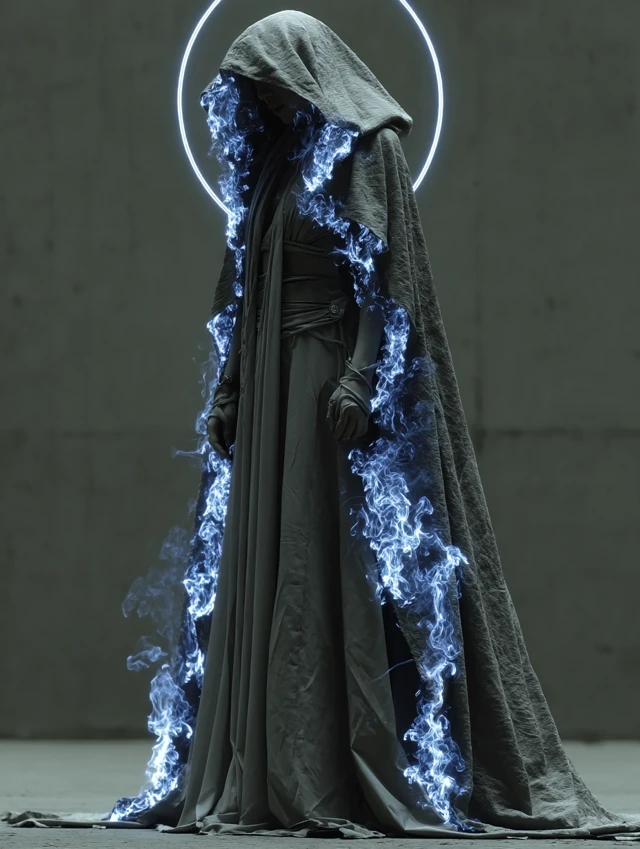 Mystic Illusionist In Neon Silver Cloak