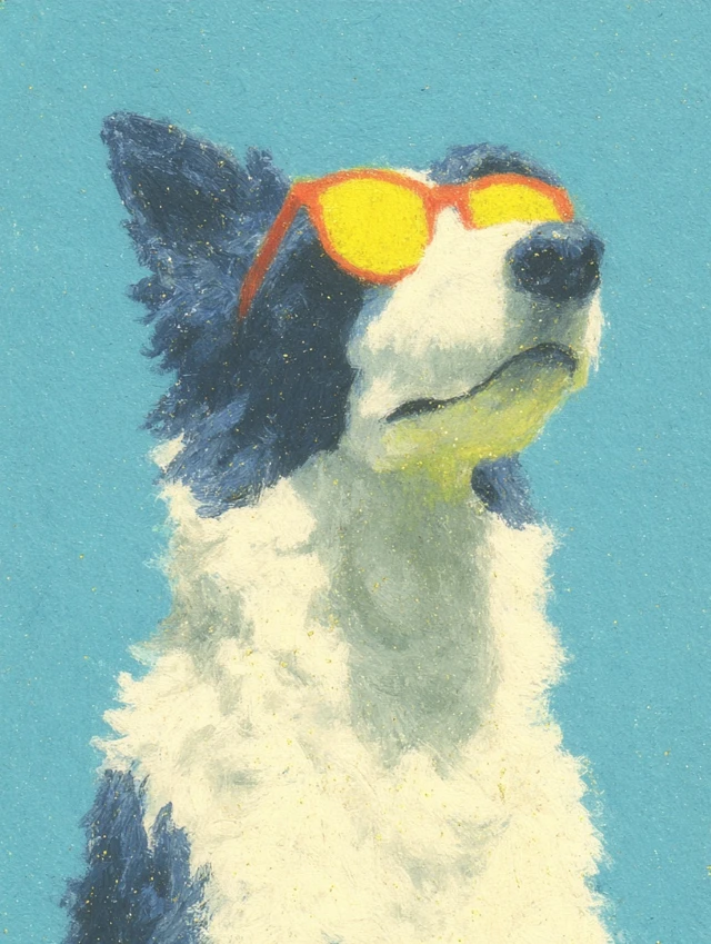 Cool Border Collie Dog in Sunglasses Painting