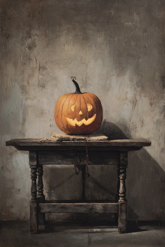 Vintage Halloween Pumpkin Painting