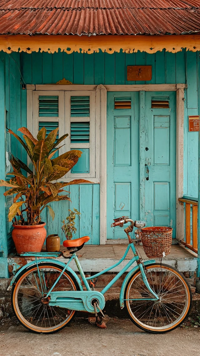 Vintage Bicycle at Home on a Sunny Day