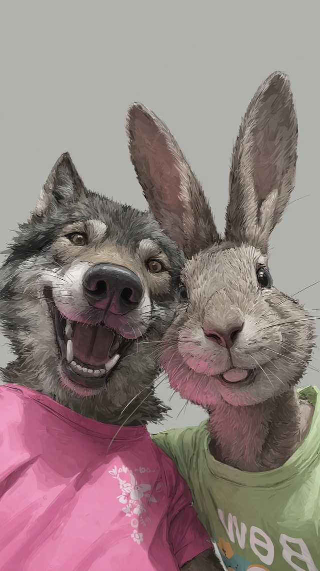 Wolf and Hare Selfie Ny Pogodi