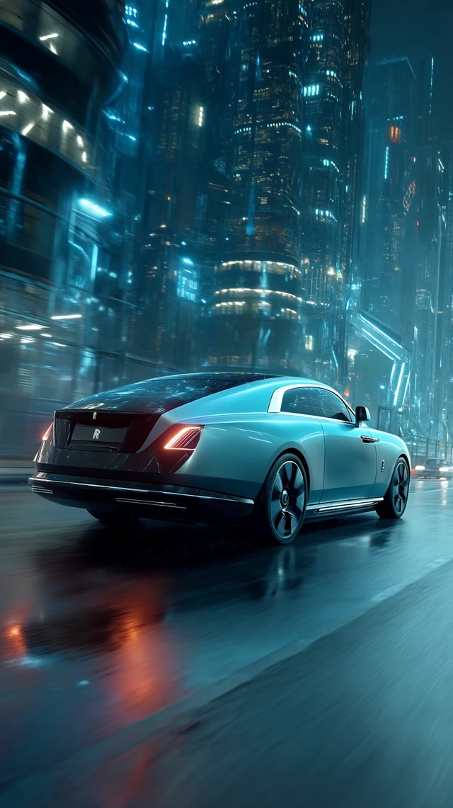 Rolls Royce Spectre in Futuristic City