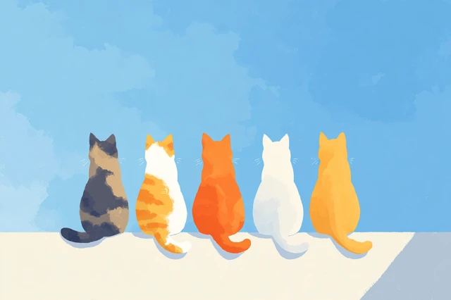 Cats on Wall Minimalist Illustration
