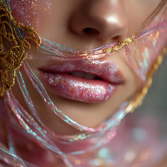 Glitter Lips Kintsugi Face Mask Dreamy Portrait