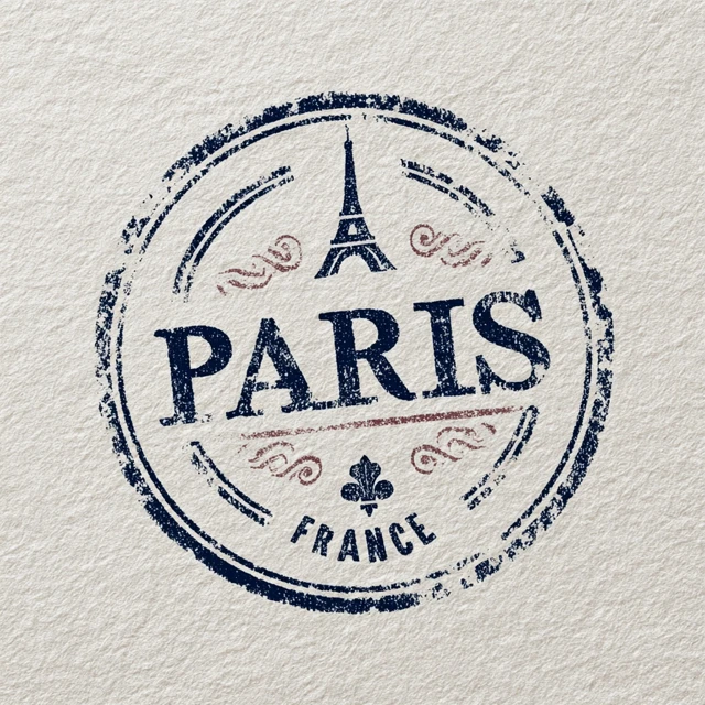 Paris France Passport Stamp Design