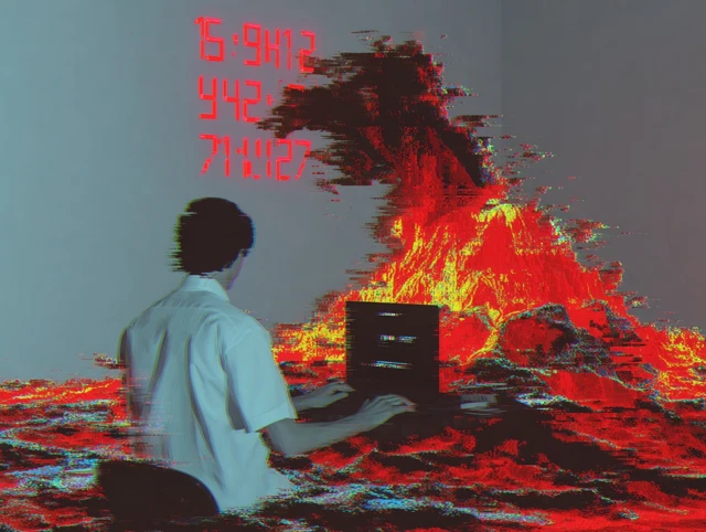 Digital Artist Creating Art Glitch Effect