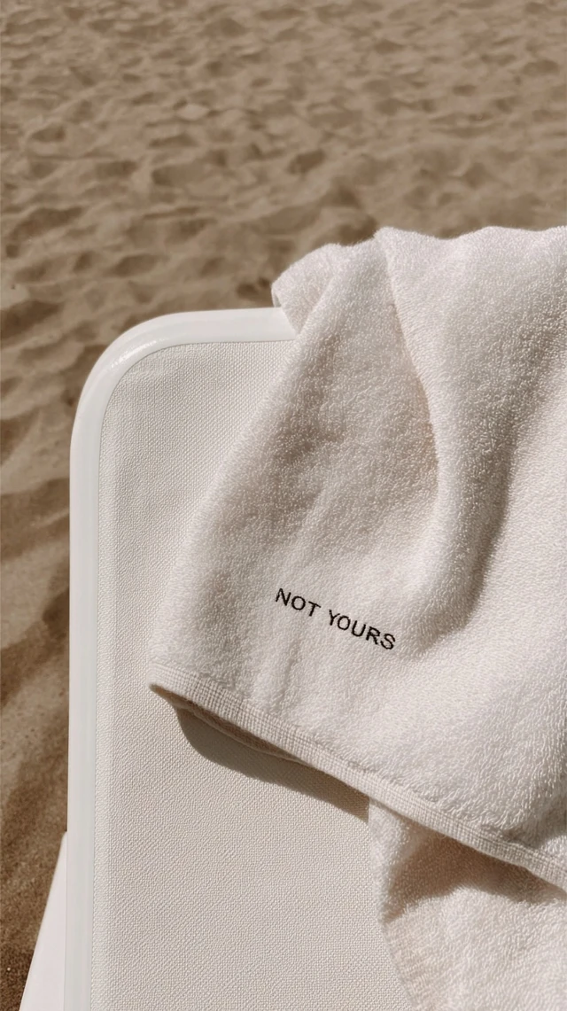 Luxury Towel on Beach Minimalist Photo