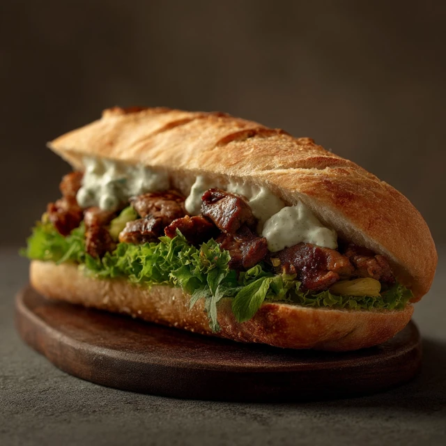 Delicious Grilled Meat Sandwich Food Photography