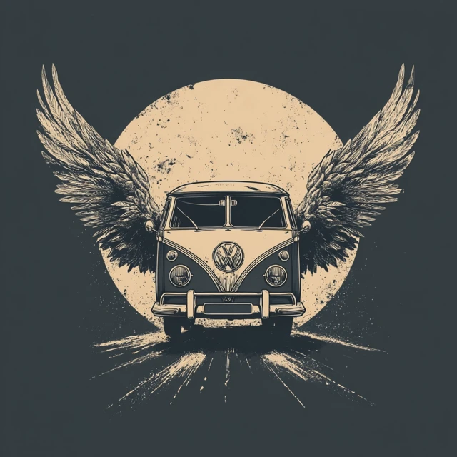 Tour Van with Angel Wings TShirt Design