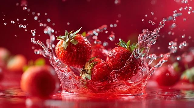 Strawberry Splash: Cinematic Shot with Juice