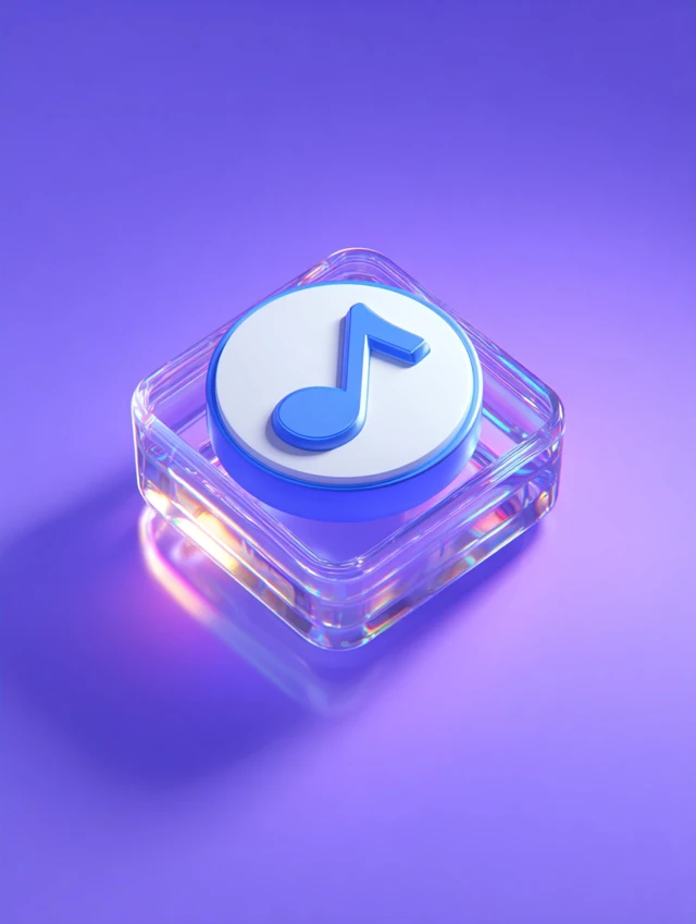Music Icon 3D Illustration with Holographic Effect
