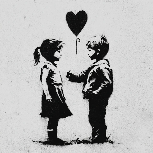 Banksy Stencil Art Children With Balloon