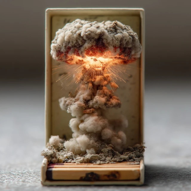 Miniature Mushroom Cloud Explosion in a Matchbox
