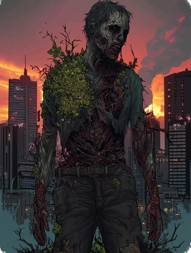 Zombie Comic Illustration in an Urban Setting