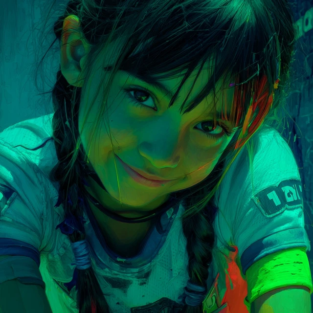 Futuristic Girl Smiling Illustration Art