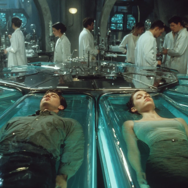 Futuristic Laboratory Sleeping Pods Scene