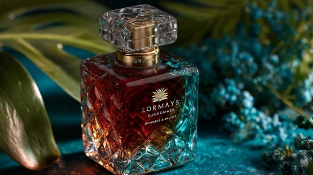 Luxury Perfume Bottle with Floral Background Photography