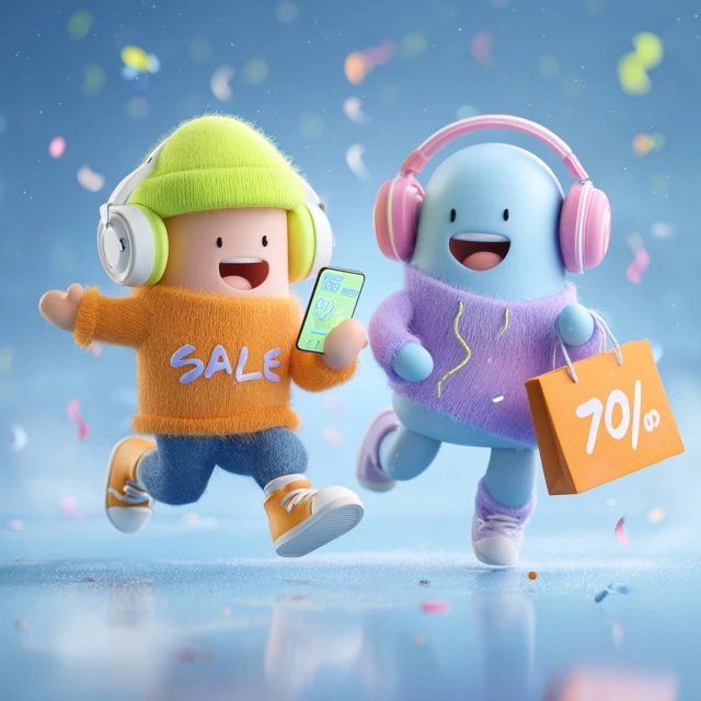 Cute 3D Cartoon Characters Shopping Sale
