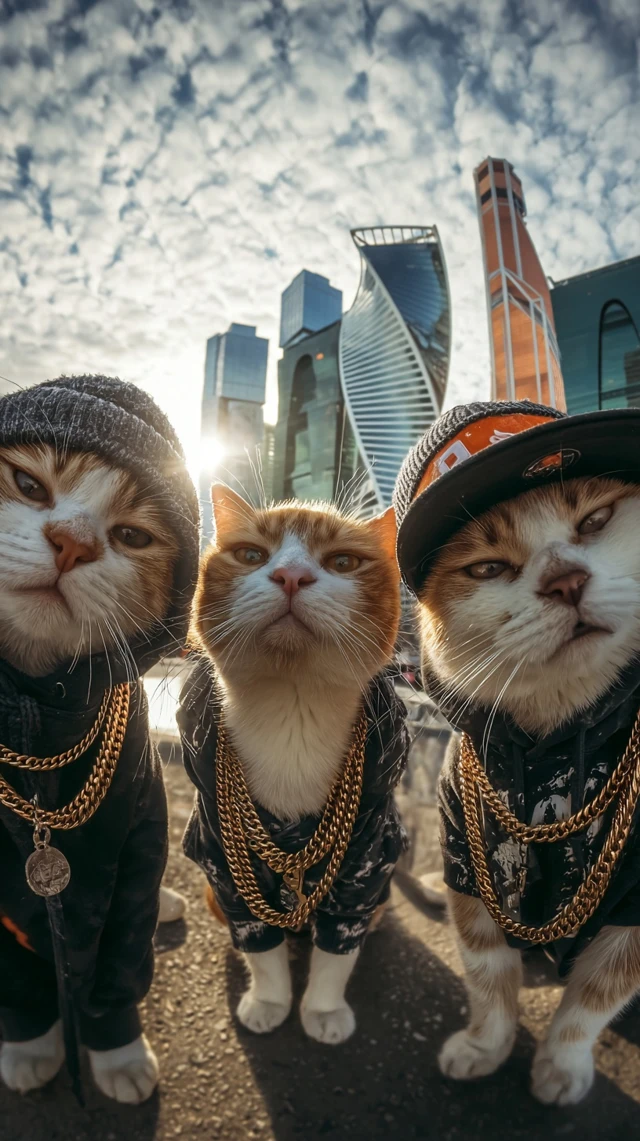 Rapper Cats in Moscow Urban Scene