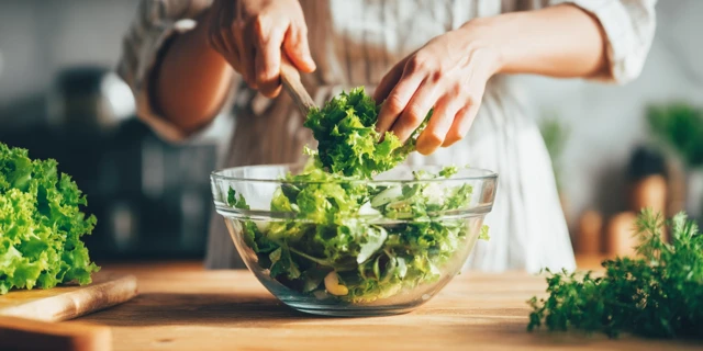 Fresh Green Salad Preparation Healthy Food Photo