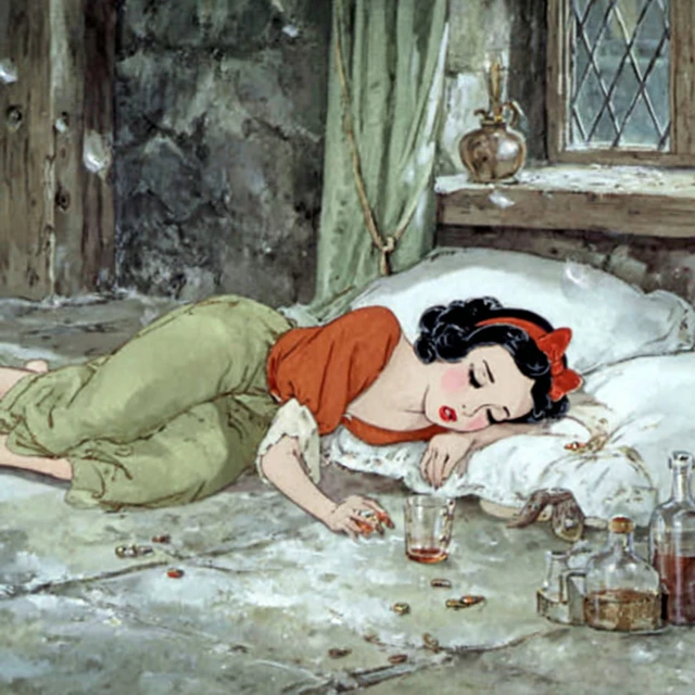 Snow White Hungover Illustration