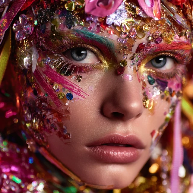 Colorful Face Makeup Jewellery Vogue Inspired