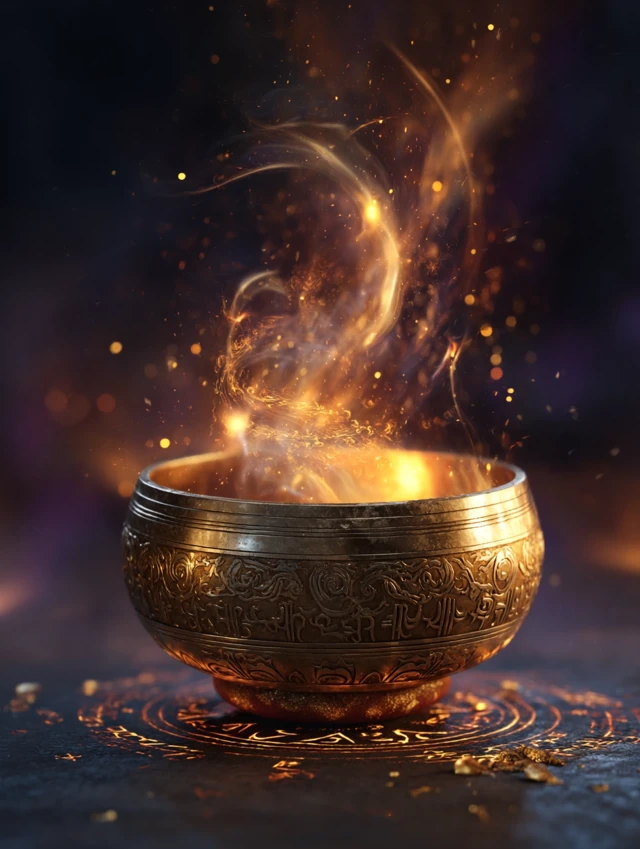Glowing Tibetan Singing Bowl Magical Fire