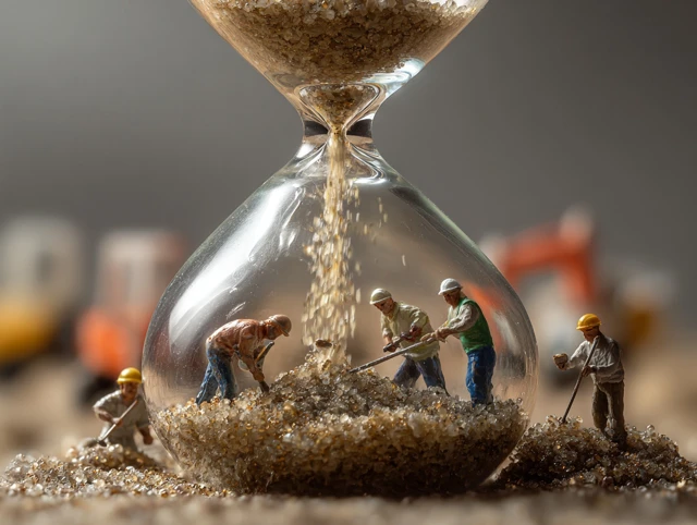 Hourglass with Workers Working Time