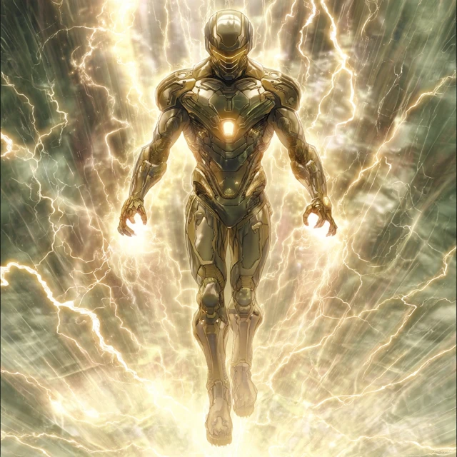 High Tech Armored Superhero Comic Book Art