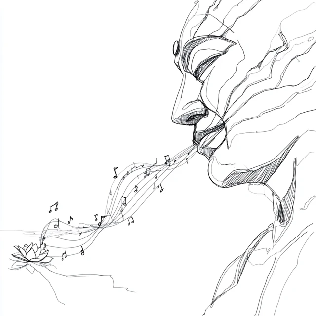 Zen Meditative Figure Line Art