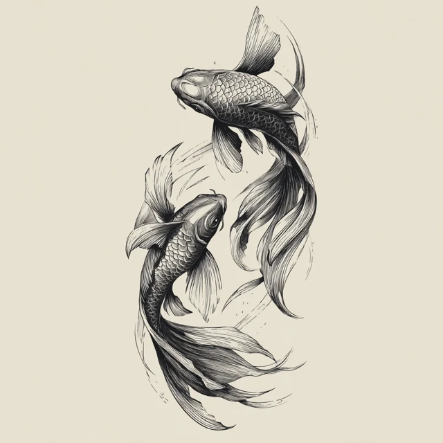 Koi Fish Tattoo Design Upward and Downward Motion
