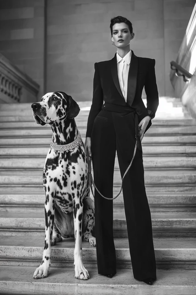 High Fashion Model and Dalmatian at MET Opera