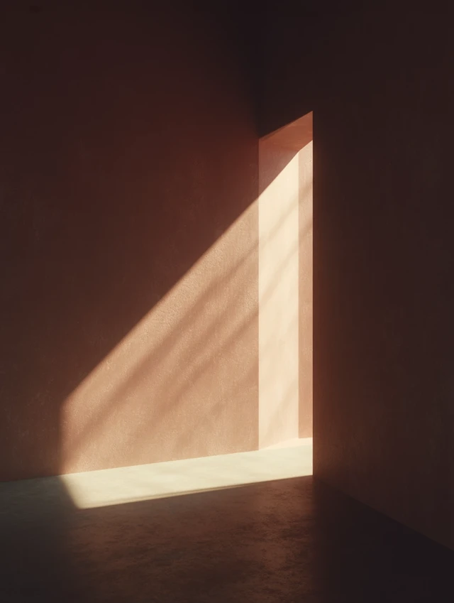 Minimalist Architectural Space Golden Hour Shadows