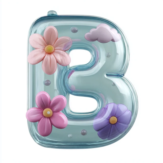 Inflatable Letter B with Flowers and Clouds Toy Aesthetic