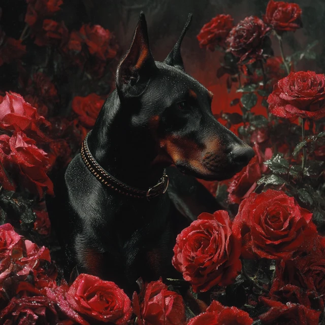 Doberman Among Black Roses Music Cover