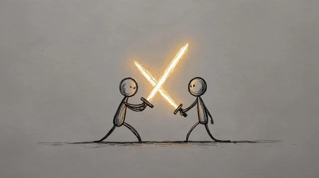 Stick Figure Sword Fight Minimalist Art