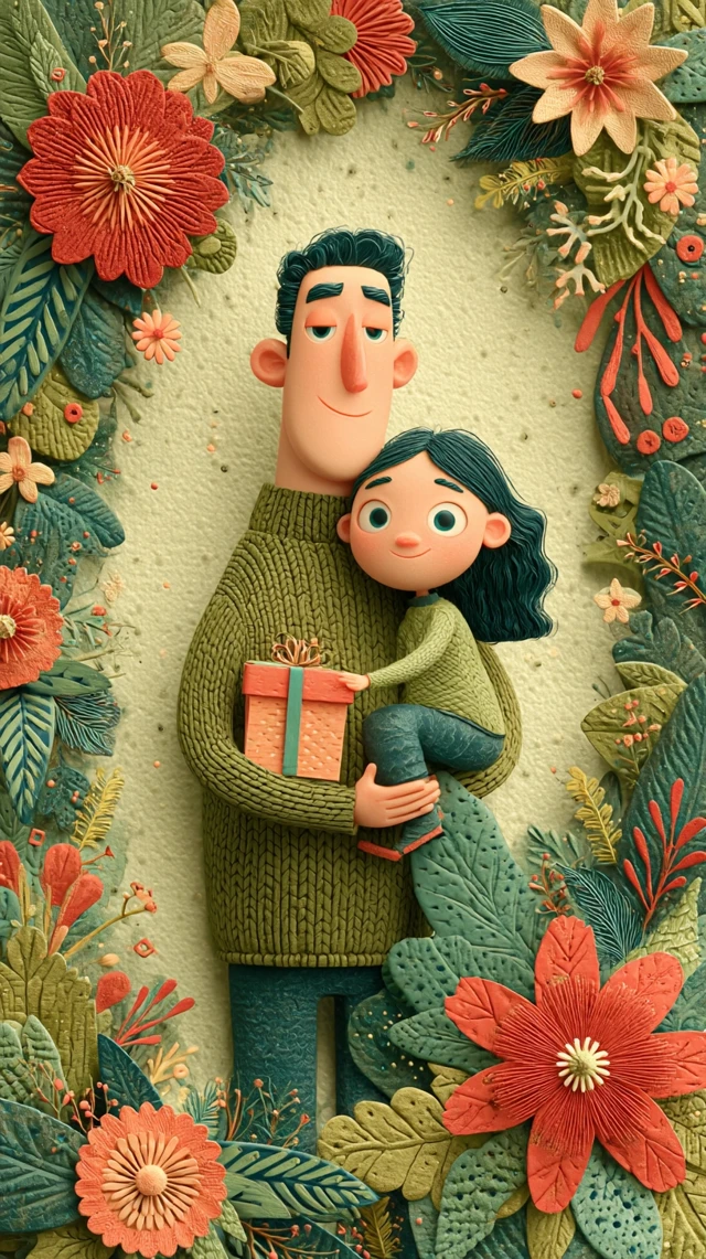 Father and Child Warm Scene Illustration