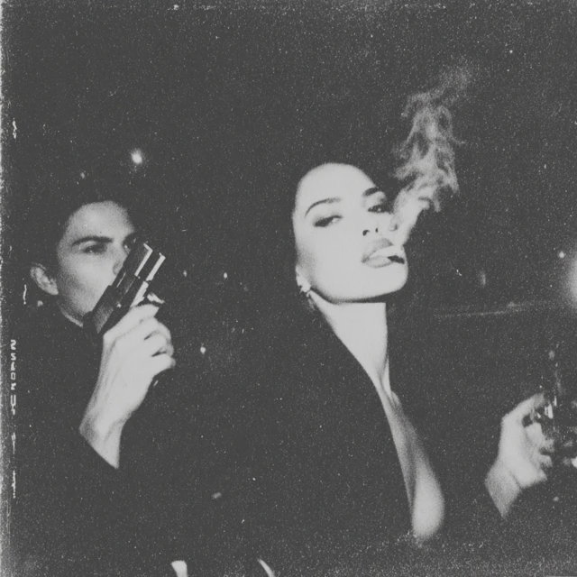 Black and White Film Photography Woman and Gun