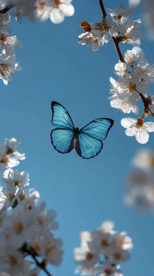 Butterfly in Spring Blossoms Serene Nature Scene