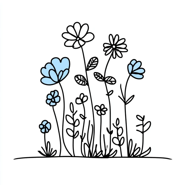 Simple Flower Doodle Line Art Coloring Page