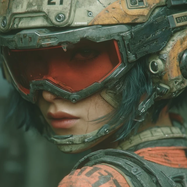 Cyberpunk Soldier Woman in War