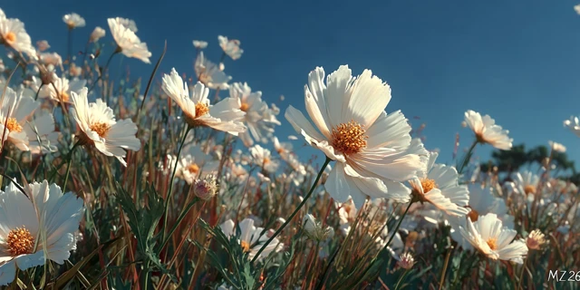 White Daisies in a Field Reaching for the Sky