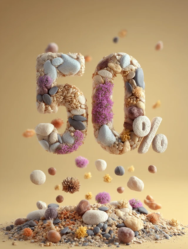 Floating 50 Percent Foodstuff Illustration