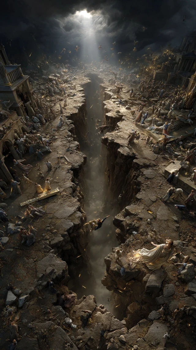 Apocalyptic Earth Split People Falling