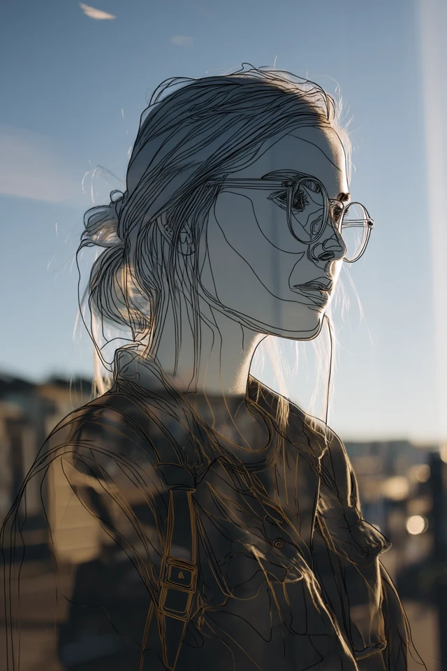 Girl in Outlines: Cityscape Portrait