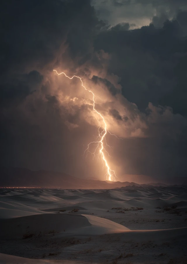 Lightning Strike Over Sand Dunes Photography