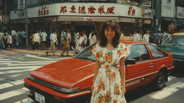 1980s Tokyo Street Scene Honda Integra Woman