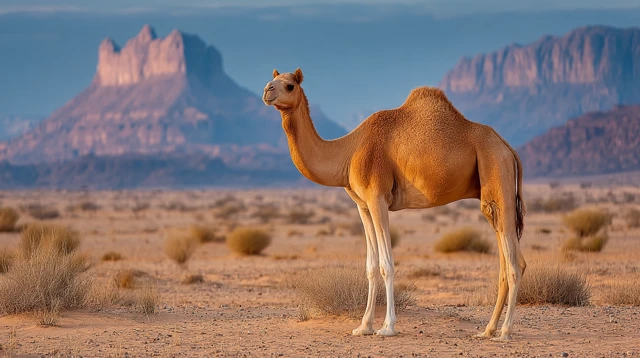 Camel in Saudi Arabia Desert Landscape