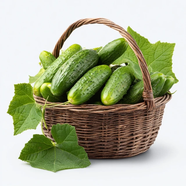 Fresh Cucumbers in Basket